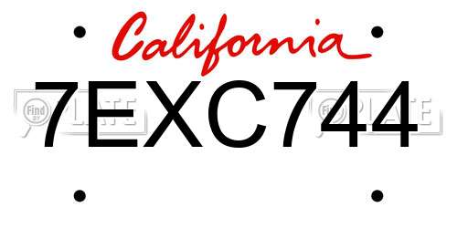 7EXC744 California License Plate