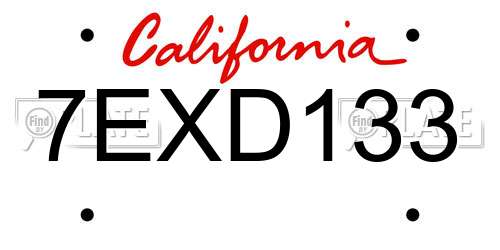 7EXD133 California License Plate