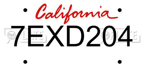 7EXD204 California License Plate