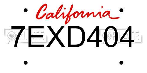 7EXD404 California License Plate