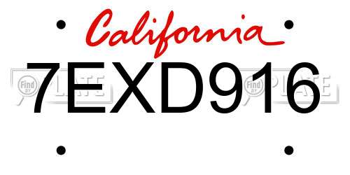7EXD916 California License Plate