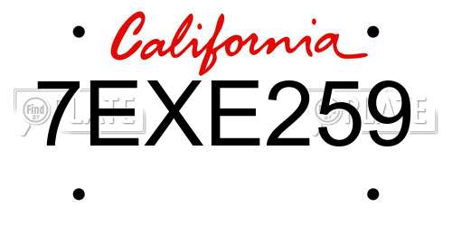 7EXE259 California License Plate