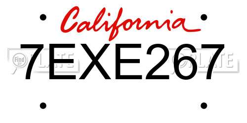 7EXE267 California License Plate