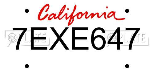 7EXE647 California License Plate