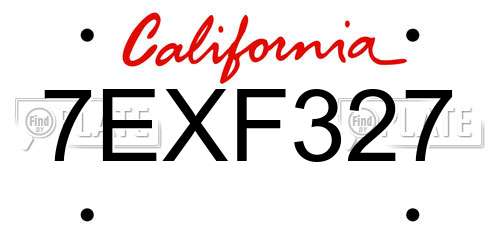 7EXF327 California License Plate