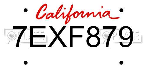 7EXF879 California License Plate