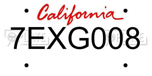 7EXG008 California License Plate