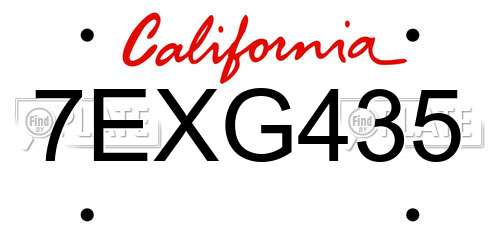 7EXG435 California License Plate
