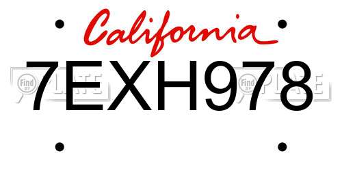 7EXH978 California License Plate