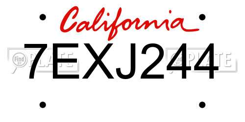 7EXJ244 California License Plate
