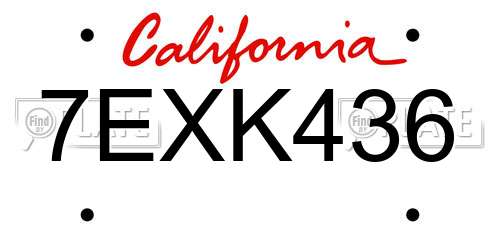 7EXK436 California License Plate