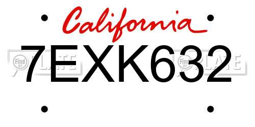 7EXK632 California License Plate