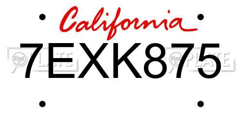 7EXK875 California License Plate
