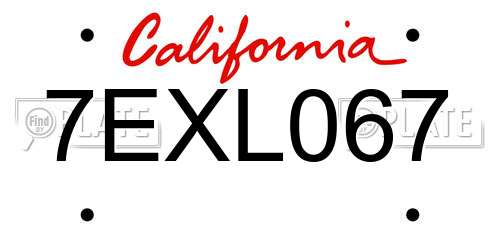 7EXL067 California License Plate