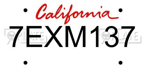 7EXM137 California License Plate