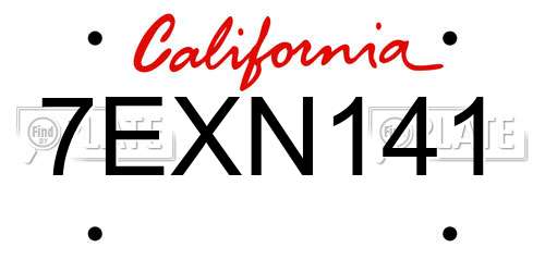 7EXN141 California License Plate