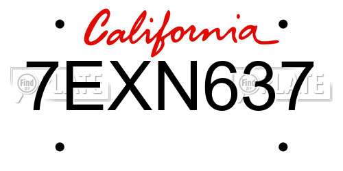 7EXN637 California License Plate
