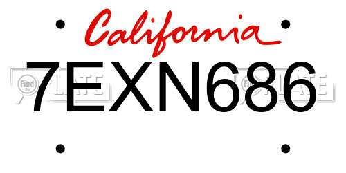 7EXN686 California License Plate