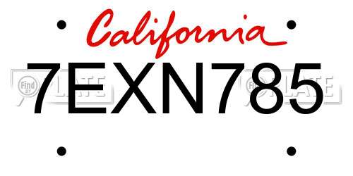 7EXN785 California License Plate