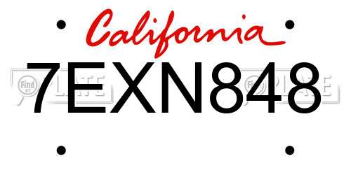 7EXN848 California License Plate