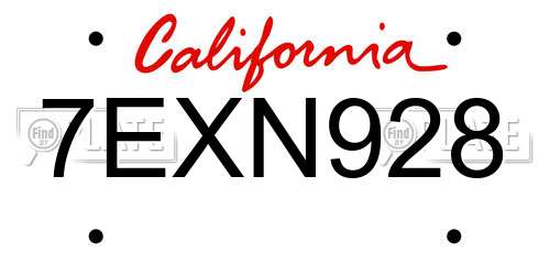 7EXN928 California License Plate