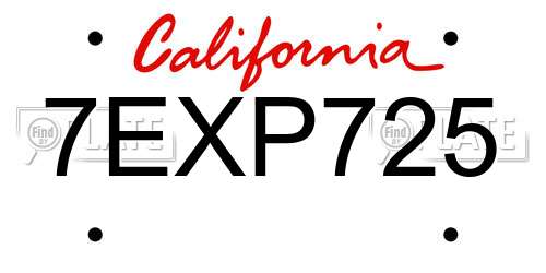 7EXP725 California License Plate
