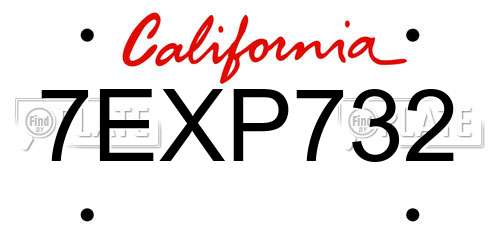 7EXP732 California License Plate