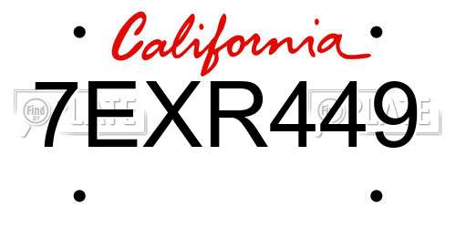 7EXR449 California License Plate