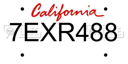 7EXR488 California License Plate