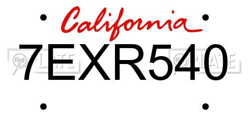 7EXR540 California License Plate