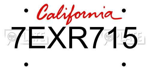 7EXR715 California License Plate