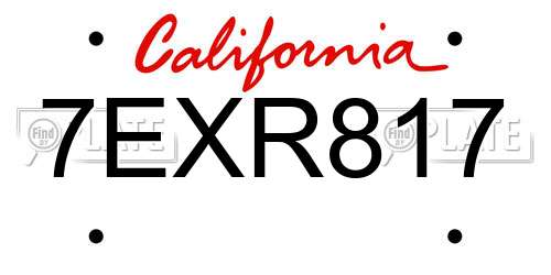 7EXR817 California License Plate