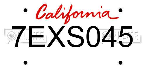 7EXS045 California License Plate