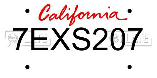 7EXS207 California License Plate