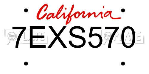 7EXS570 California License Plate