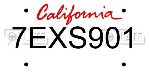 7EXS901 California License Plate