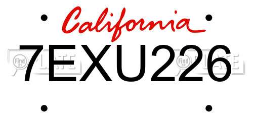 7EXU226 California License Plate
