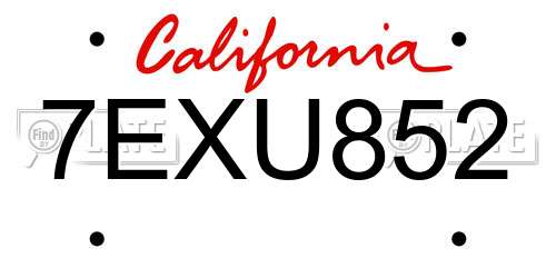 7EXU852 California License Plate
