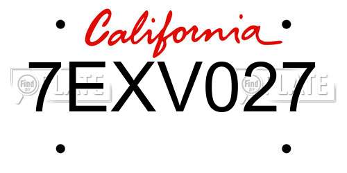 7EXV027 California License Plate