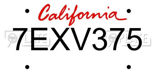 7EXV375 California License Plate