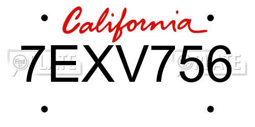 7EXV756 California License Plate