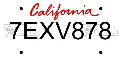 7EXV878 California License Plate