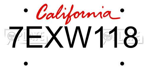 7EXW118 California License Plate