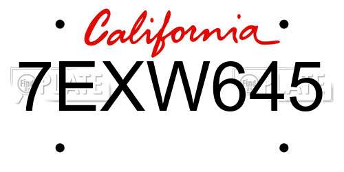 7EXW645 California License Plate