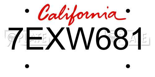 7EXW681 California License Plate
