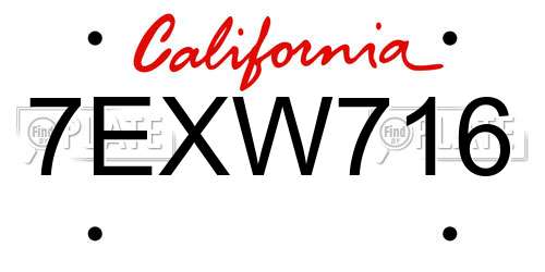 7EXW716 California License Plate