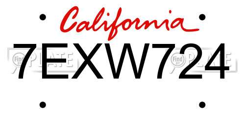 7EXW724 California License Plate