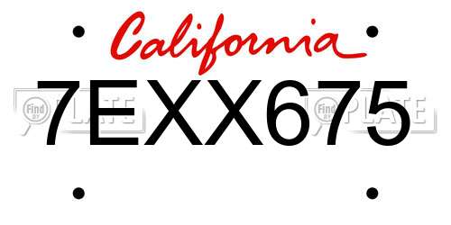 7EXX675 California License Plate