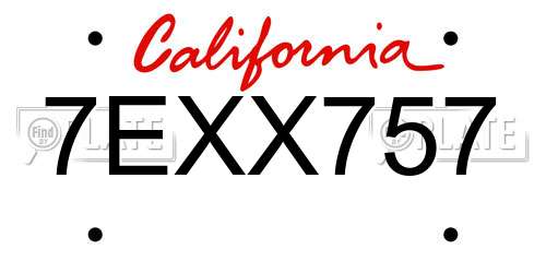 7EXX757 California License Plate