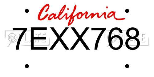 7EXX768 California License Plate